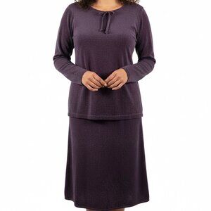 Notations Women's Purple Sequin Skirt &Top Set Velvety Event Dress Plus Size 18